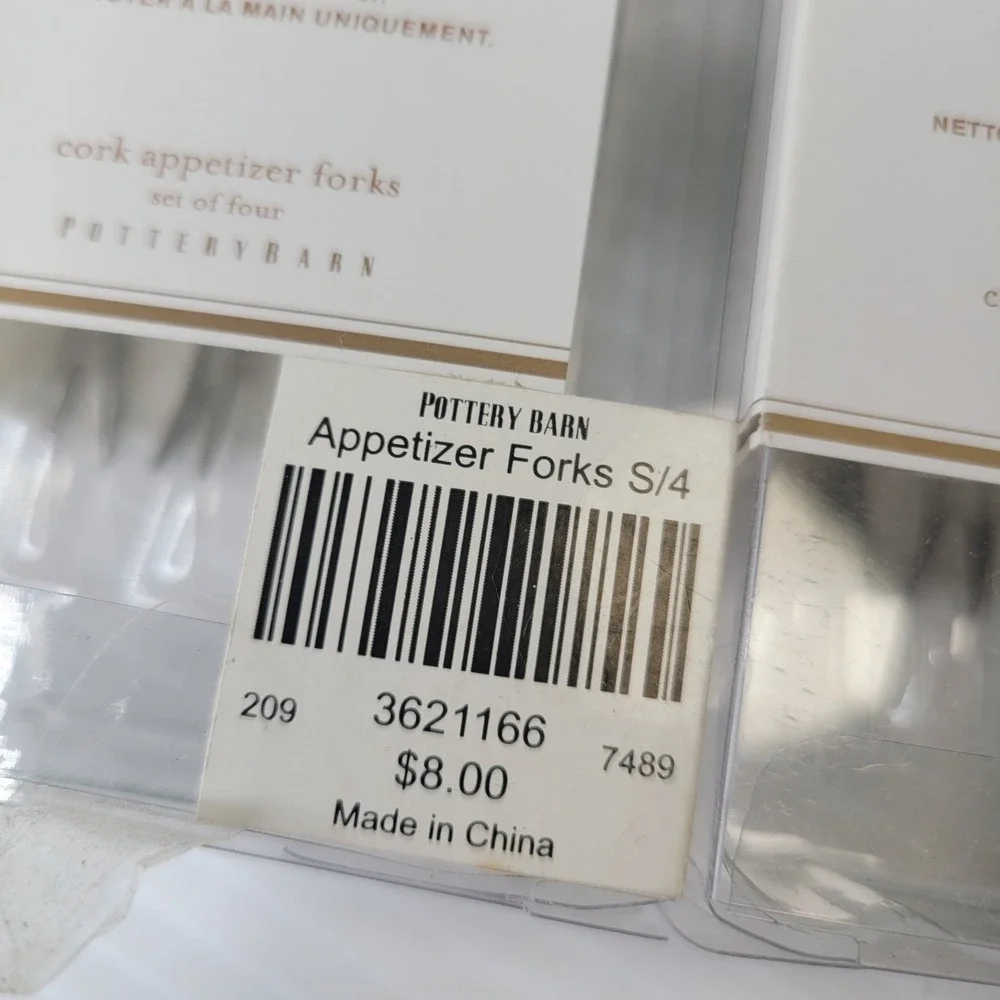 Pottery Barn Tabletop Cork Appetizer Forks Set of‎ 8 New Old Stock Charcuterie